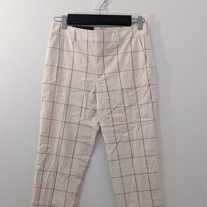 Club Monaco White Checkered Ankle Pants